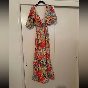 Floral Maxi Dress with Tie-Front